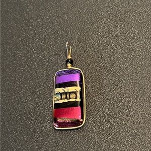 Handmade fused glass pendant .. signed